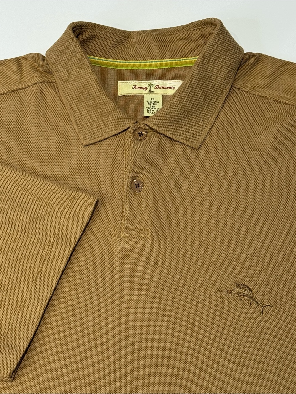 Tommy Bahama Men's XL Short Sleeve Polo Light Brown Vacation Resortwear